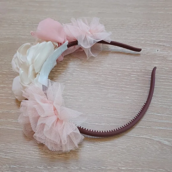 Charming Pink and White Floral Headband for Kids - Picture 3 of 4